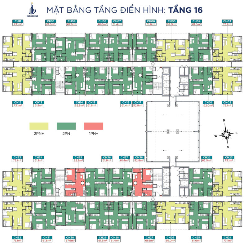 Thiết kế Yên Bình Complex Thái Nguyên - mặt bằng tầng 16